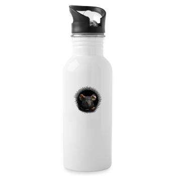 Glückliche Nerzratte - Trinkflasche mit integriertem Trinkhalm - Weiß - Rechts
