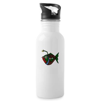 Fisch anglerfisch - Trinkflasche mit integriertem Trinkhalm - Weiß - Rechts