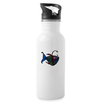 Anglerfisch - Trinkflasche mit integriertem Trinkhalm - Weiß - Rechts