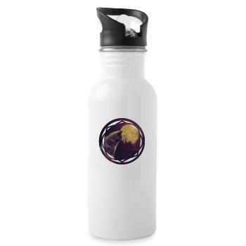 Wolf and the Celtic Moon - Water bottle with straw - white - Right