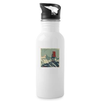 Hiking, Hiking, Mountains, Nature, Camping, Summit, Alps - Water bottle with straw - white - Right