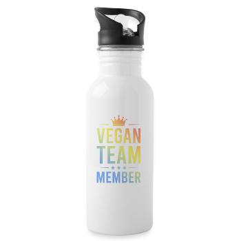 Vegan Team Bunt - Trinkflasche mit integriertem Trinkhalm - Weiß - Rechts