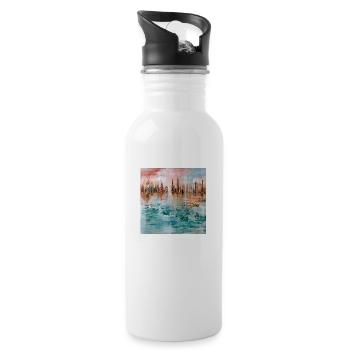 Cité futuriste sur l'eau - Gourde avec paille intégrée - blanc - Droite