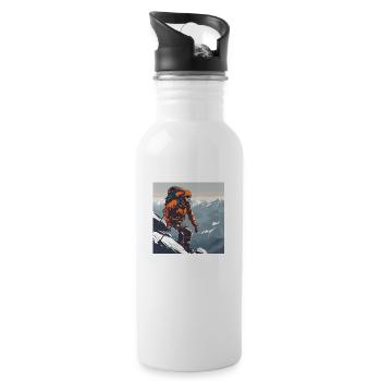 Bergsteigen - Trinkflasche mit integriertem Trinkhalm - Weiß - Rechts