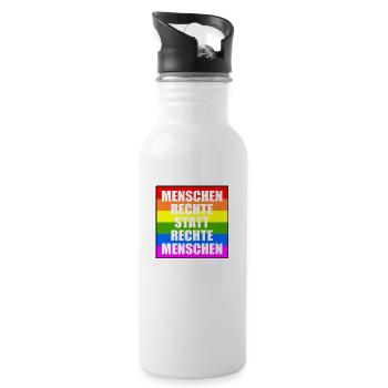 menschenrechte statt rechte menschen - Trinkflasche mit integriertem Trinkhalm - Weiß - Rechts