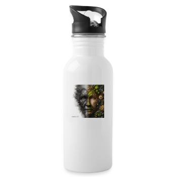 Mutter und Vater Erde - Trinkflasche mit integriertem Trinkhalm - Weiß - Rechts
