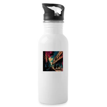 Vorstadtleben - Trinkflasche mit integriertem Trinkhalm - Weiß - Rechts