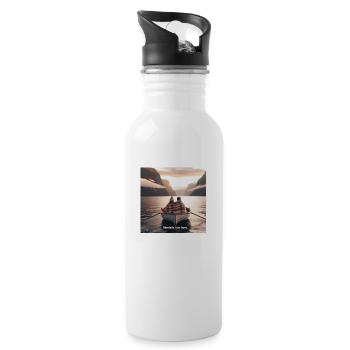 Pärchen Fjord - mentally I am here - Trinkflasche mit integriertem Trinkhalm - Weiß - Rechts