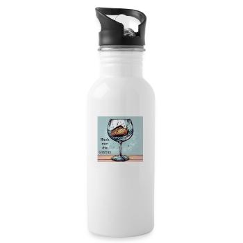 Nach mir die Ginflut - Trinkspruch Gin - Trinkflasche mit integriertem Trinkhalm - Weiß - Rechts