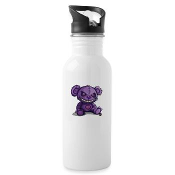 Peluche violette effrayante - Gourde avec paille intégrée - blanc - Droite