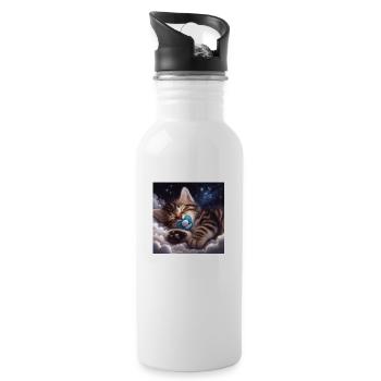 Cute kitten who sleeps with her pacifier. - Water bottle with straw - white - Right