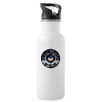 Schallplatte mit Motiv Universum - Trinkflasche mit integriertem Trinkhalm - Weiß - Rechts