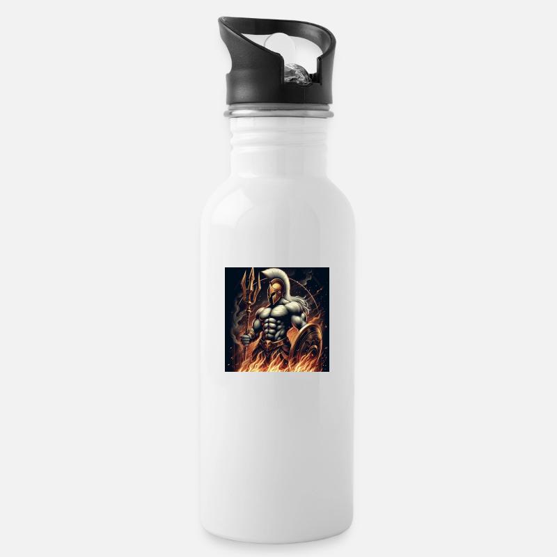 Ares gr. Gott - Trinkflasche mit integriertem Trinkhalm - Weiß