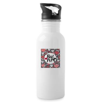 Best Mum - Trinkflasche mit integriertem Trinkhalm - Weiß - Rechts