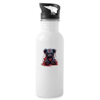 Ours en peluche mignon et effrayant - Gourde avec paille intégrée - blanc - Droite