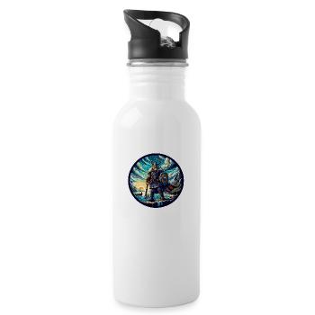 Norse Viking at sea - Water bottle with straw - white - Right