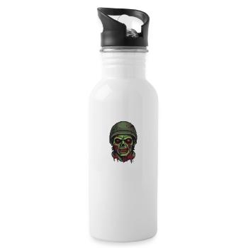 Zombie Soldier Pixel - Water bottle with straw - white - Right