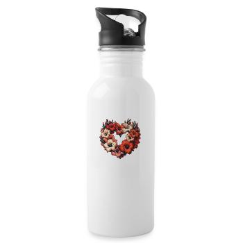 Gladiolus flowers - Water bottle with straw - white - Right