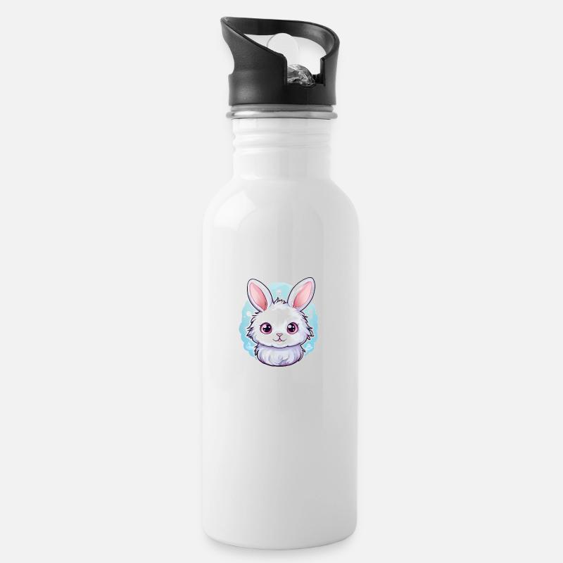 cute easter bunny - Water bottle with straw - white
