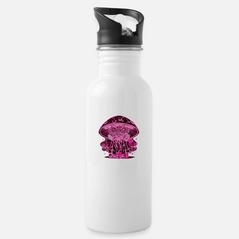 mushimask-2024-II - Trinkflasche mit integriertem Trinkhalm - Weiß