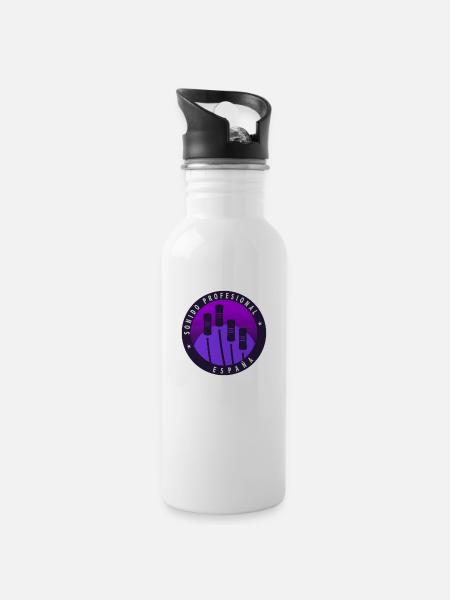 Logo mit Farbverlaufshintergrund. - Trinkflasche mit integriertem Trinkhalm - Weiß