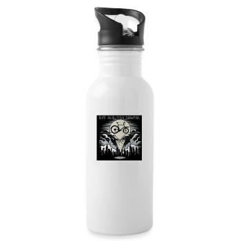Cargo bike in Bat-Signal style, cargo bike - Water bottle with straw - white - Right