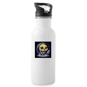 Space chick with rocket in space - Water bottle with straw - white - Right