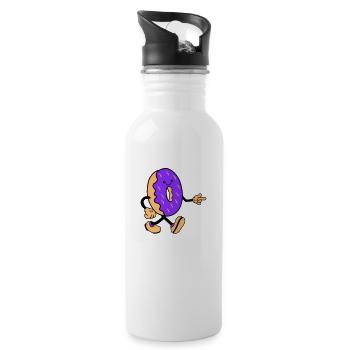 donut comic smile - Trinkflasche mit integriertem Trinkhalm - Weiß - Rechts