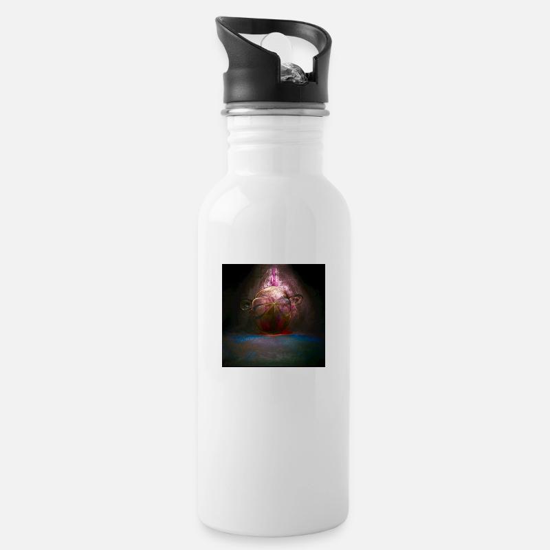 Seele - Quadrat alt. - Trinkflasche mit integriertem Trinkhalm - Weiß
