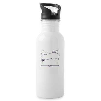 cappuccino quote present mug joke morning office - Water bottle with straw - white - Right