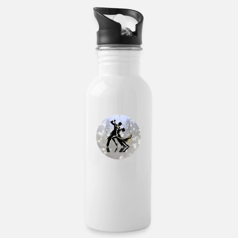 Ballabend mit Tangotänzern - Trinkflasche mit integriertem Trinkhalm - Weiß