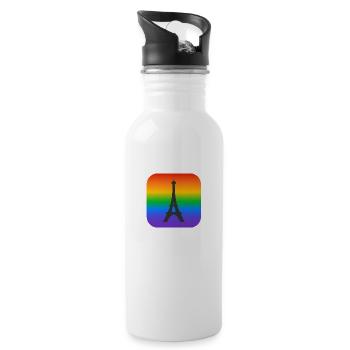 Paris Rainbow Eiffel Tower - Water bottle with straw - white - Right