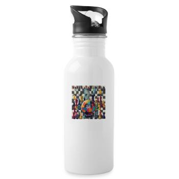 Weltschachbrett: Strategie und Einheit zelebrieren - Trinkflasche mit integriertem Trinkhalm - Weiß - Rechts