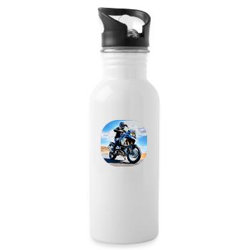 Motorcycle under blue sky - Water bottle with straw - white - Right