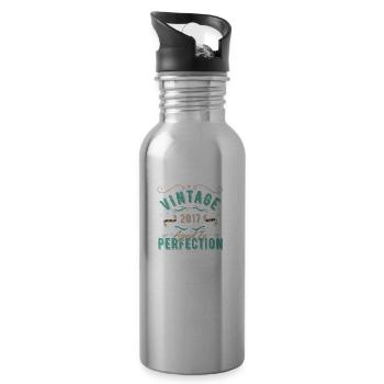 Jahrgang 2017-2017 Geburtstagsgeschenk - Trinkflasche mit integriertem Trinkhalm - Lightsilver - Rechts