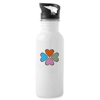 Herzensbrecher oder ewige Liebe? - Trinkflasche mit integriertem Trinkhalm - Weiß - Rechts