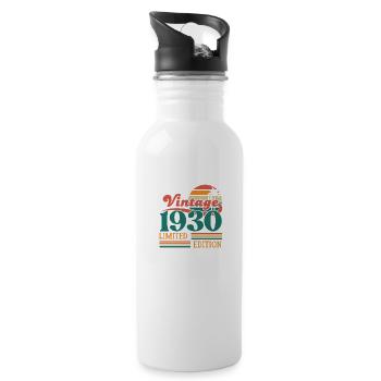 Vintage, 1930er Jahre, limitierte Auflage - Trinkflasche mit integriertem Trinkhalm - Weiß - Rechts