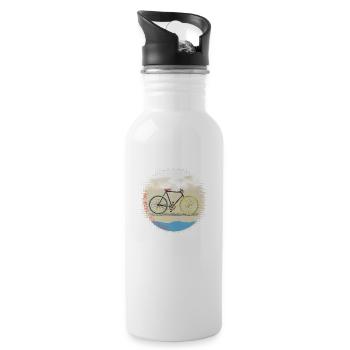 Kein Sprit, nur fahren - Fahrrad Radfahren Kunstdesign - Trinkflasche mit integriertem Trinkhalm - Weiß - Rechts