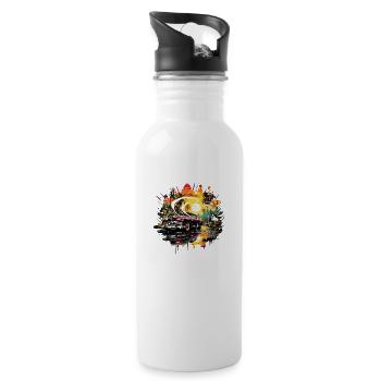 Vacation Early Summer Late Summer Summer Vacation Sea Car - Water bottle with straw - white - Right