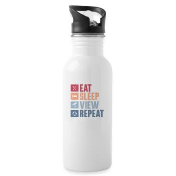 Eat Sleep View Repeat Stargazer Telescope Astronomer - Water bottle with straw - white - Right