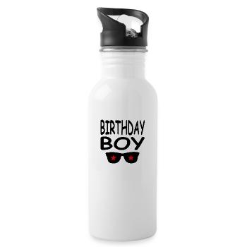 Birthday - Water bottle with straw - white - Right