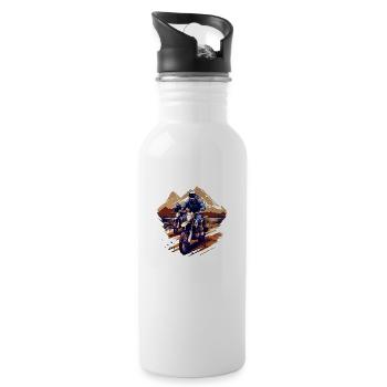 Motorcycel, Cross, Mountain, Vacation, Summer, Mount Travel - Water bottle with straw - white - Right