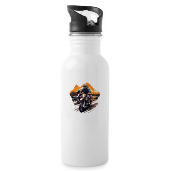 Motorcycel, Cross, Mountain, Vacation, Summer, Mount Travel - Water bottle with straw - white - Right
