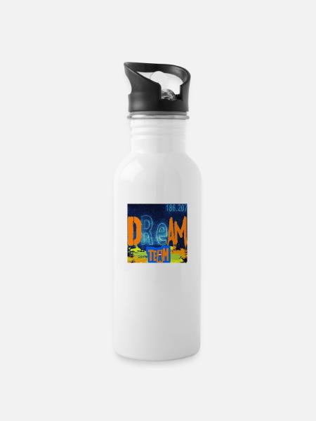 DREAMTEAM - Trinkflasche mit integriertem Trinkhalm - Weiß