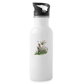 Fantasy Fairy Magic Fairytale Girl Nature Summer - Water bottle with straw - white - Right