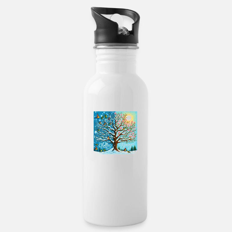 hello spring - Gourde avec paille intégrée - blanc