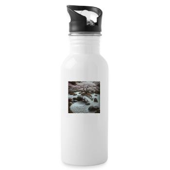 Japon Vintage Zen Garden Fleur de cerisier - Gourde avec paille intégrée - blanc - Droite