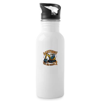 Achtung! Ich bin schon 2 - Trinkflasche mit integriertem Trinkhalm - Weiß - Rechts