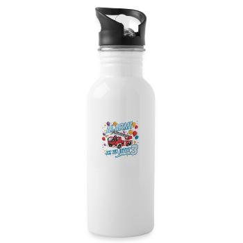 Feuerwehrauto - Alarm Ich bin jetzt 3 - Trinkflasche mit integriertem Trinkhalm - Weiß - Rechts