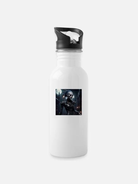 Vamp Alien - Trinkflasche mit integriertem Trinkhalm - Weiß